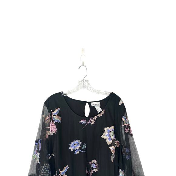 Catherines Blouse Black Plus Lace Floral Embroidered Whimsical Fairy Size 2X - Picture 7 of 11